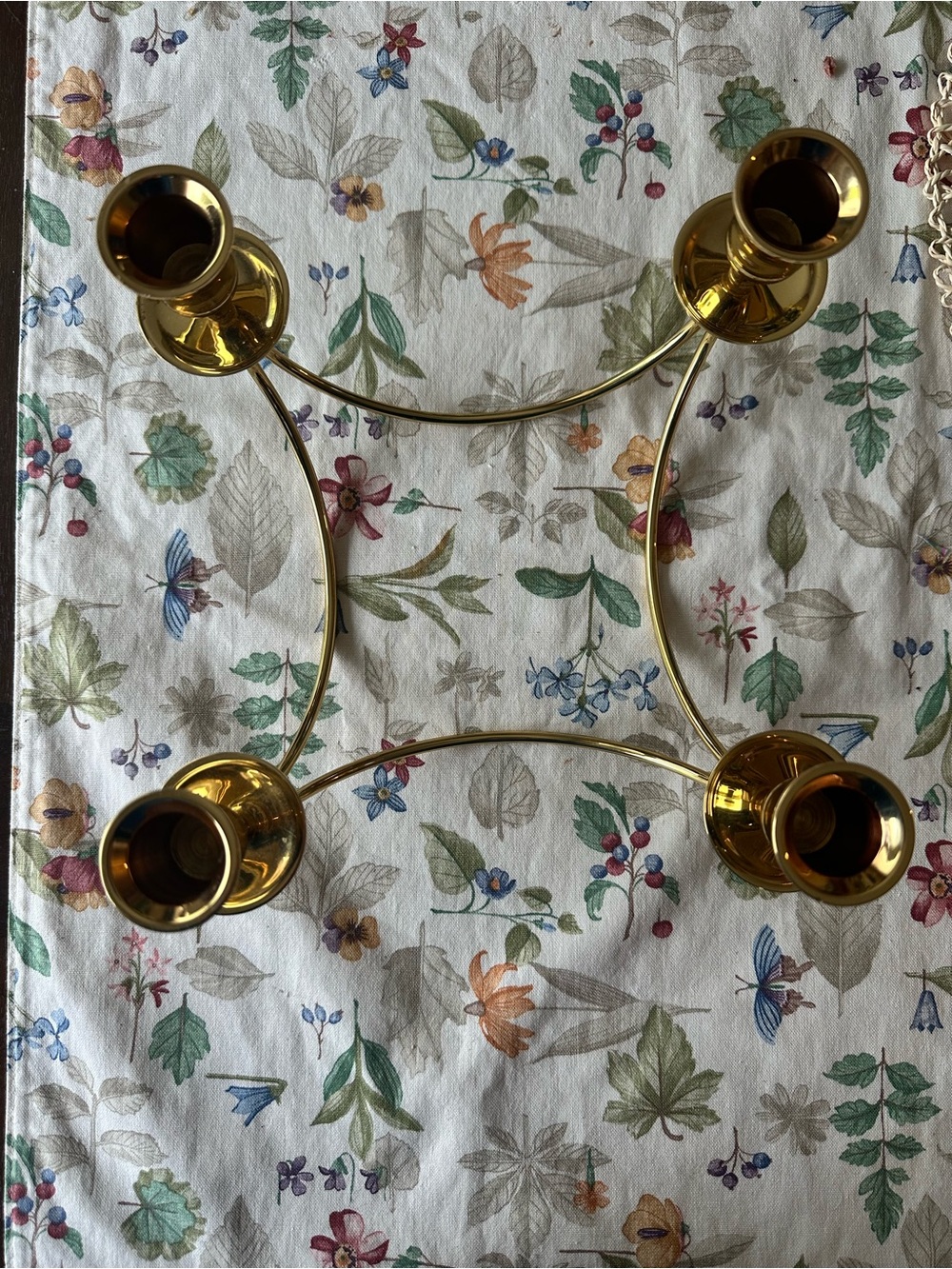 Brass 4-Arm Candle Holder - Polished Gold Finish